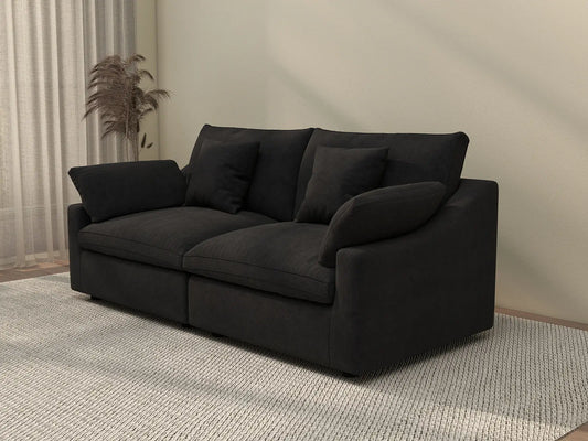 WJS Home 2 Piece Linen Black Loveseats 80 Modular Design 2 Seater_3