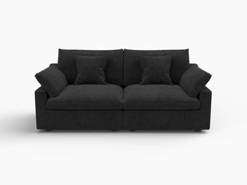 Fundas de sofá seccional Deluxe Slope Cloud | Funda de sofá de chenilla negra y lino para 2 plazas