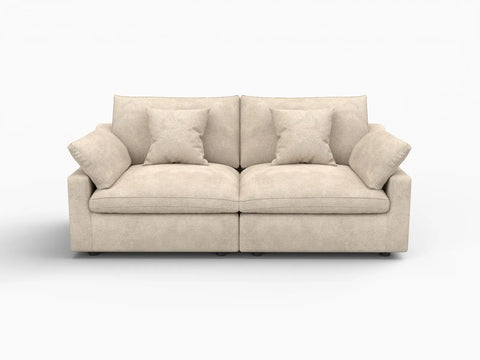 Deluxe Slope Cloud Sectional Sofa Covers | Khaki Chenille and Linen Sofa Cover for 2-Seater
