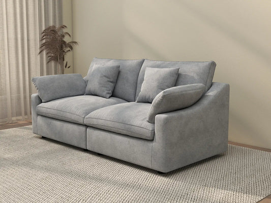 WJS Home 2 Piece Linen Light Grey Loveseats 80 Modular Design 2 Seater_3