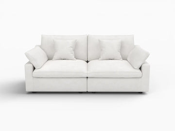 Fundas de sofá seccional Deluxe Slope Cloud | Funda de sofá de chenilla blanca y lino para 2 plazas