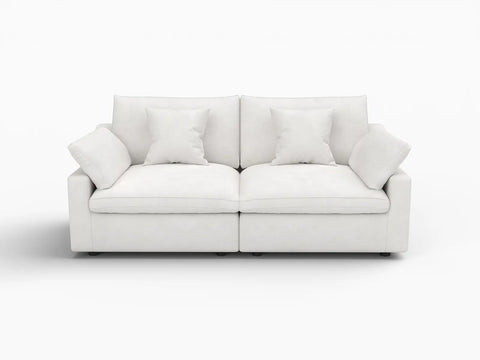 Deluxe Slope Cloud Sectional Sofa Covers | White Chenille and Linen Sofa Cover for 2-Seater