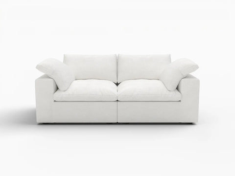 Deluxe Premium Cloud Sectional Sofas Covers | White Cotton and Linen Sofa Cover for 2-Seater