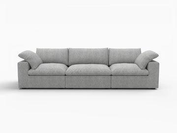 Deluxe Premium Cloud Sectional Sofas Covers | Light Grey Cotton and Linen Sofa Cover for 3-Seater