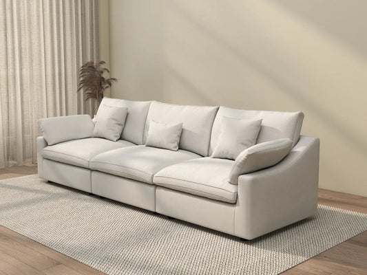 WJS Home 3 Piece White Linen Couch Sectionals 3 Seater_3