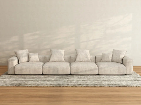 Matrix 4-Seater Beige Washable Couch Sectional | 4-Piece, Corduroy Fabric, Modular Design