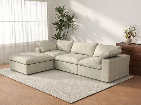 WJS Home 4 Piece Cotton and Linen Khaki L Shaped Sectionals 120 Cloud Like Comfort 3 Seater_3