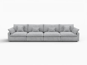 Fundas de sofá seccional Deluxe Slope Cloud | Funda de sofá de chenilla gris claro y lino para 4 plazas