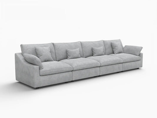 WJS Home 4 Piece Linen Light Grey Couch Sectionals 160 Adjustable Backrest Pillows 4 Seater_5