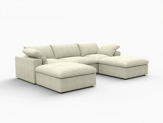 WJS Home 5 Piece Cotton and Linen Khaki U shaped Sectionals 120 Removable _ Washable Covers 3 Seater_5