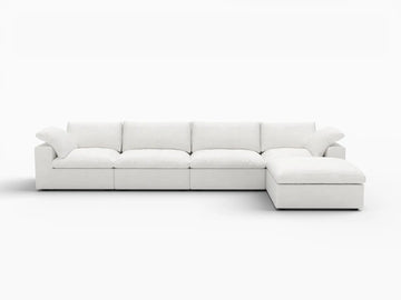 Deluxe Premium Cloud Sectional Sofas Covers | White Cotton and Linen Sofa Cover for 4-Seater With Ottoman