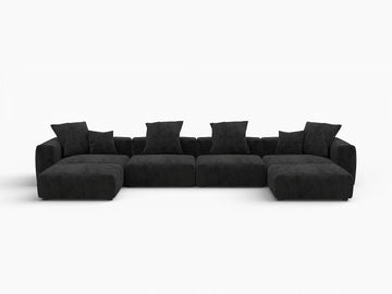 Fundas para sofás modulares modernos Matrix | Fundas de pana negra para sofá de 4 plazas con 2 otomanas