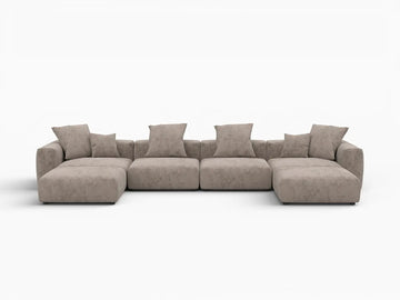 Matrix Modern Modular Sofas Covers | Modern Brown Corduroy Sofa Cover for 4-Seater with 2 Ottomans