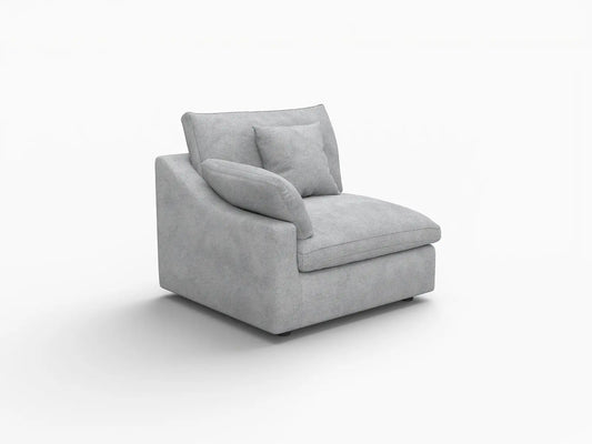 Deluxe Slope Cloud Sectional Sofa Covers | Light Grey Chenille and Linen Sofa Cover for 1-Seater
