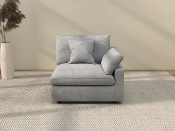 Deluxe Cloud 1-Seater Light-Grey Washable Single Sofa | 1-Piece, Chenille and Linen Fabric, Modular Design