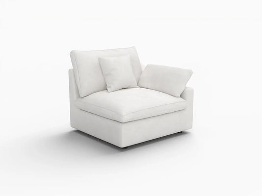 Deluxe Slope Cloud Sectional Sofa Covers | White Chenille and Linen Sofa Cover for 1-Seater