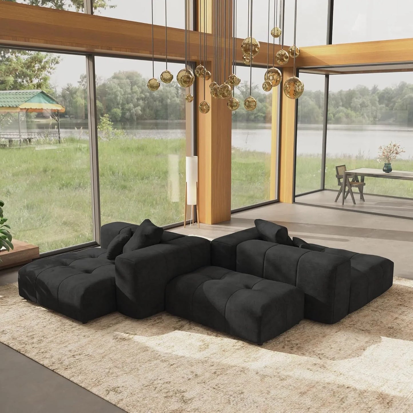 Matrix Classic Modular Sofas | Black Cotton and Linen Loveseats 2-seaters
