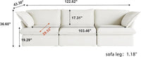 Deluxe Linen Cloud Sectional Sofas | 3-Piece White Cotton and Linen Couch Sectionals 3-seaters