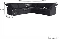 Deluxe Linen Cloud Sectional Sofas | 5-Piece Black Cotton and Linen V shaped Sectionals 5-seaters