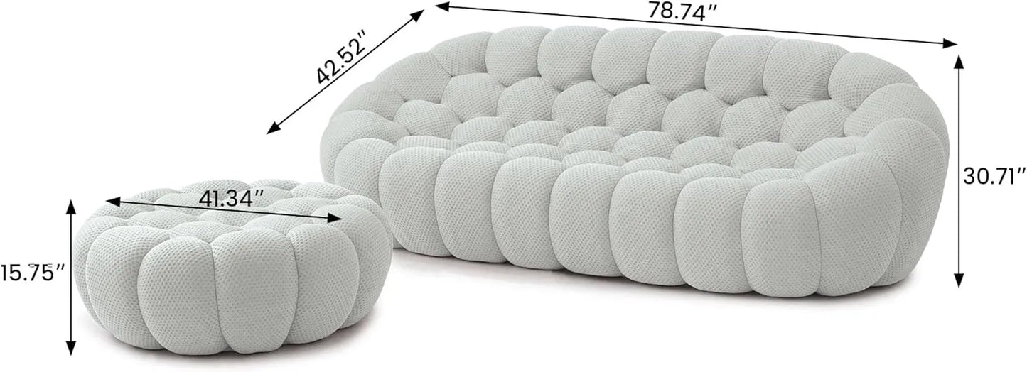 Essential Floor Sofas | 2-Piece Light Grey 3D Knitted Fabric L shaped Sectionals 3-seaters