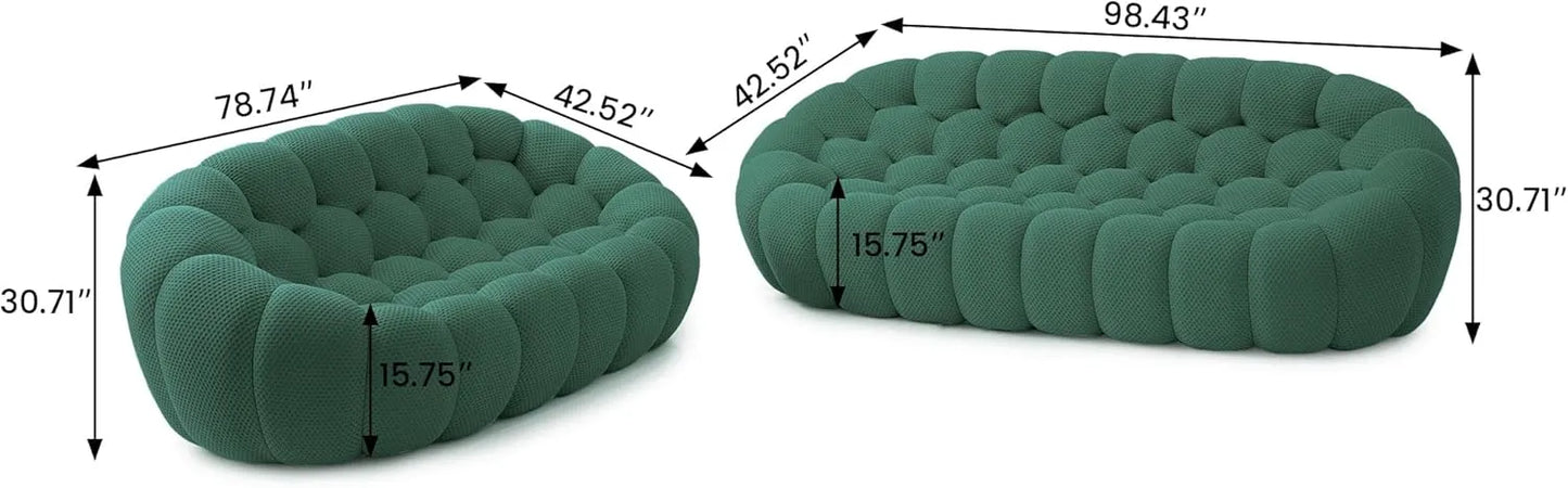 Essential Floor Sofas | Green 3D Knitted Fabric Couch Sectionals 5-seaters
