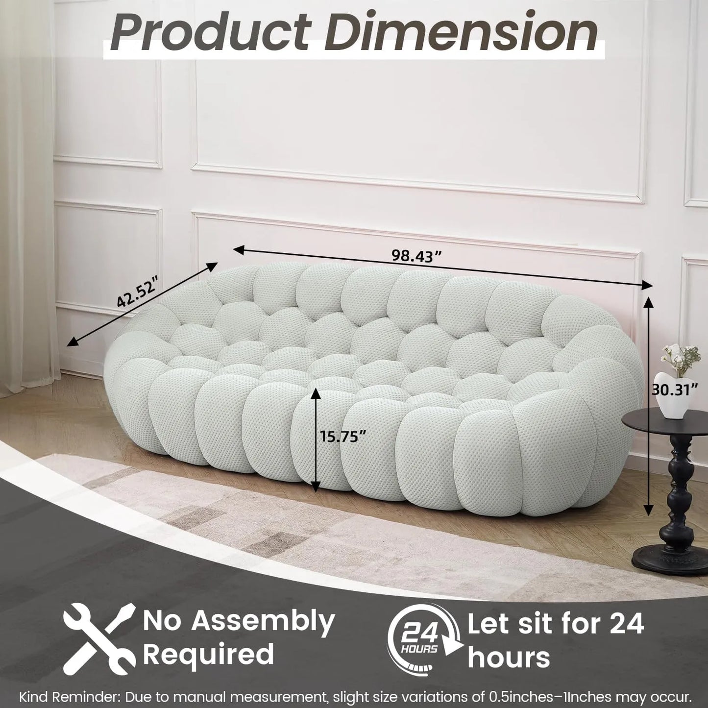 Essential Floor Sofas | Light Grey 3D Knitted Fabric L shaped Sectionals 6-seaters with 1 Ottoman