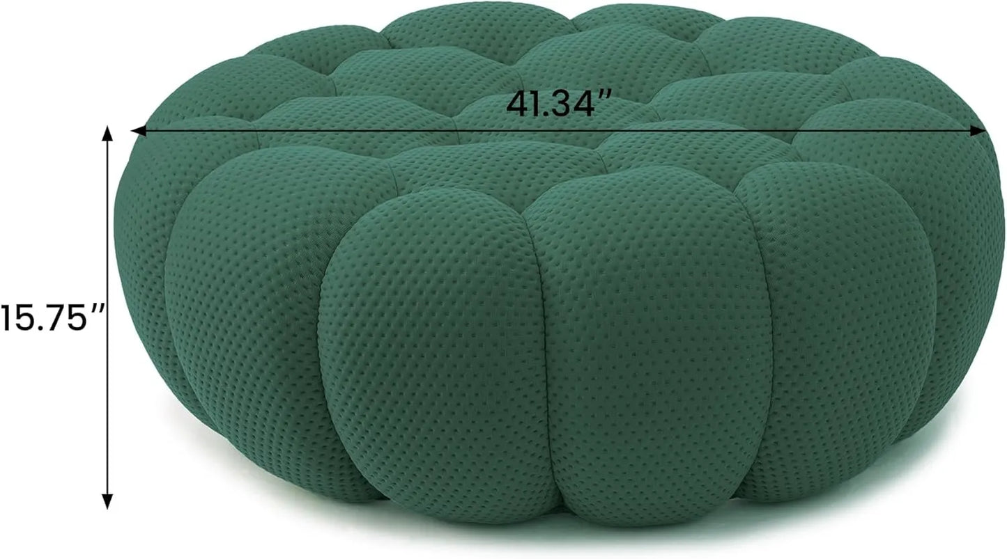 Essential Floor Sofas | Green 3D Knitted Fabric Ottomans