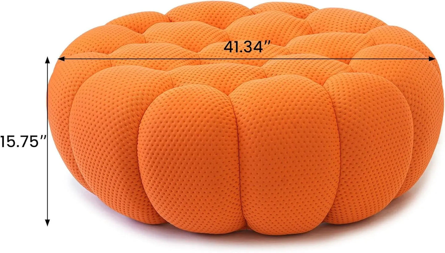 Essential Floor Sofas | 1-Piece Orange 3D Knitted Fabric Ottomans