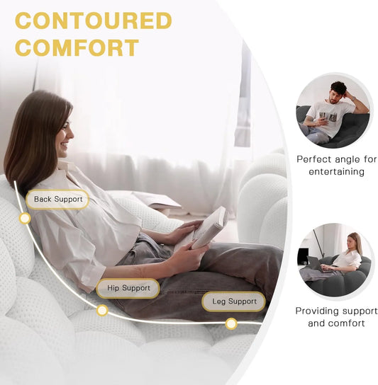 Essential Floor Sofas | 1-Piece Light Grey 3D Knitted Fabric Loveseats 2-seater