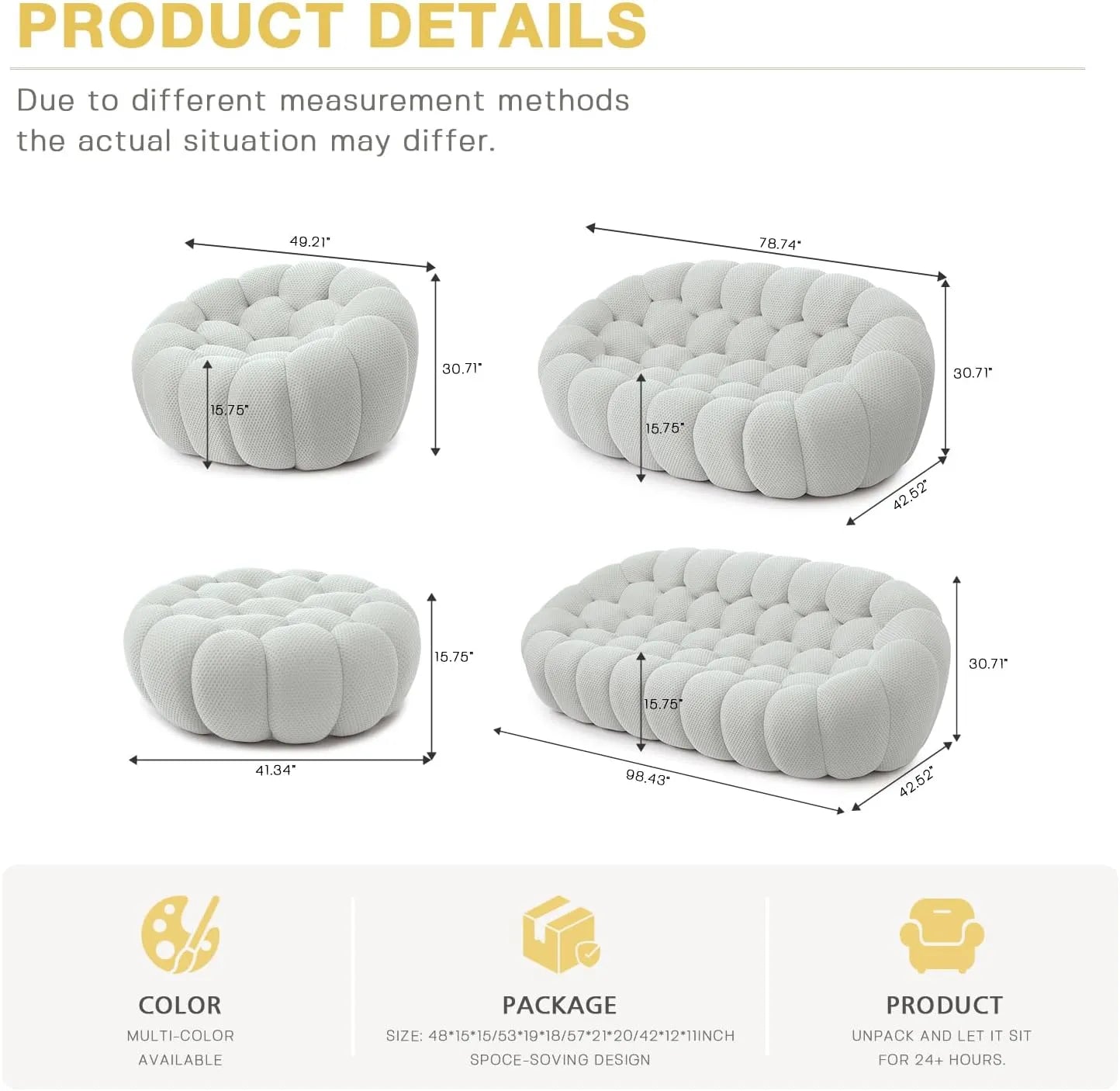 Essential Floor Sofas | Light Grey 3D Knitted Fabric Loveseats 2-seaters