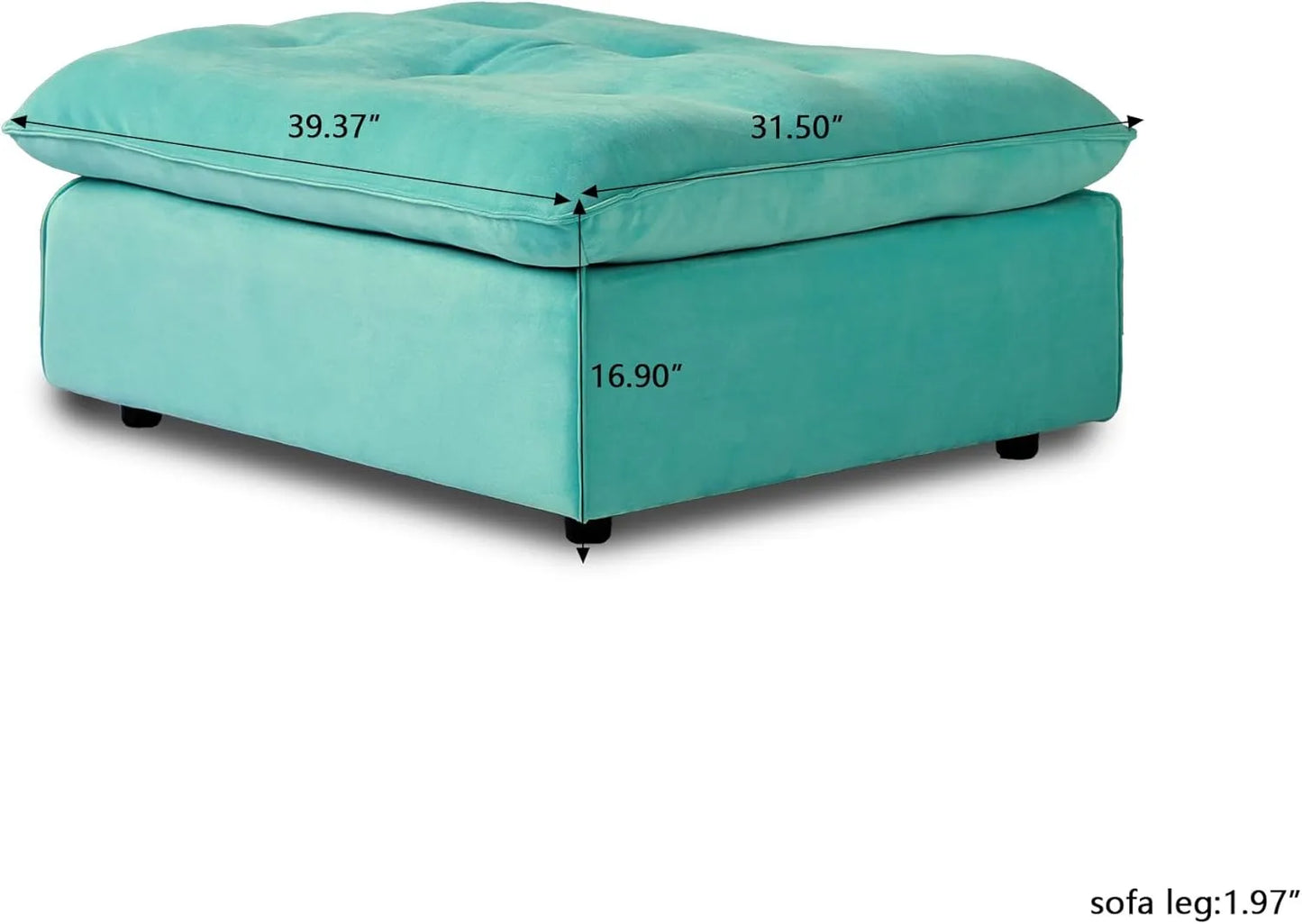 Deluxe Adjustable Cloud Sectional Sofas | Tiffany Blue Frosted Velvet Ottomans