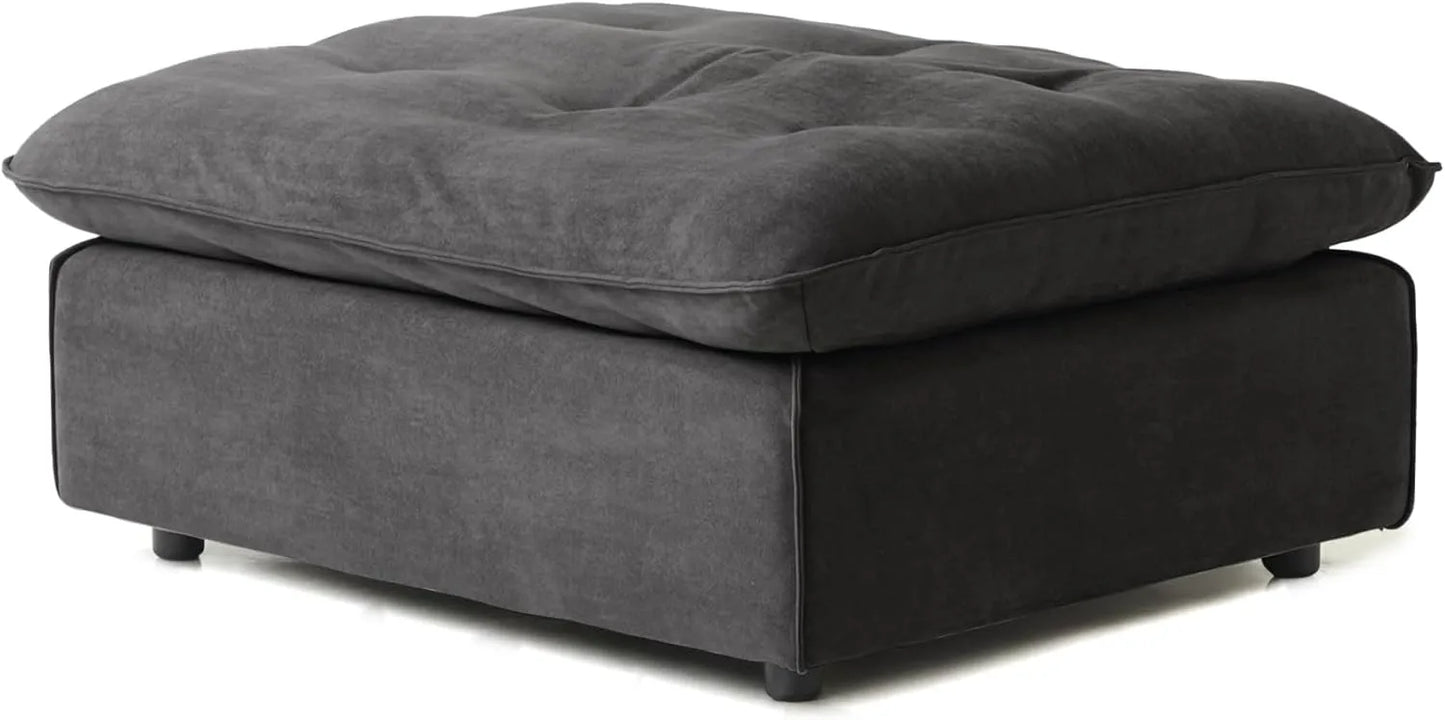 Deluxe Adjustable Cloud Sectional Sofas | Grey Frosted Velvet Ottomans