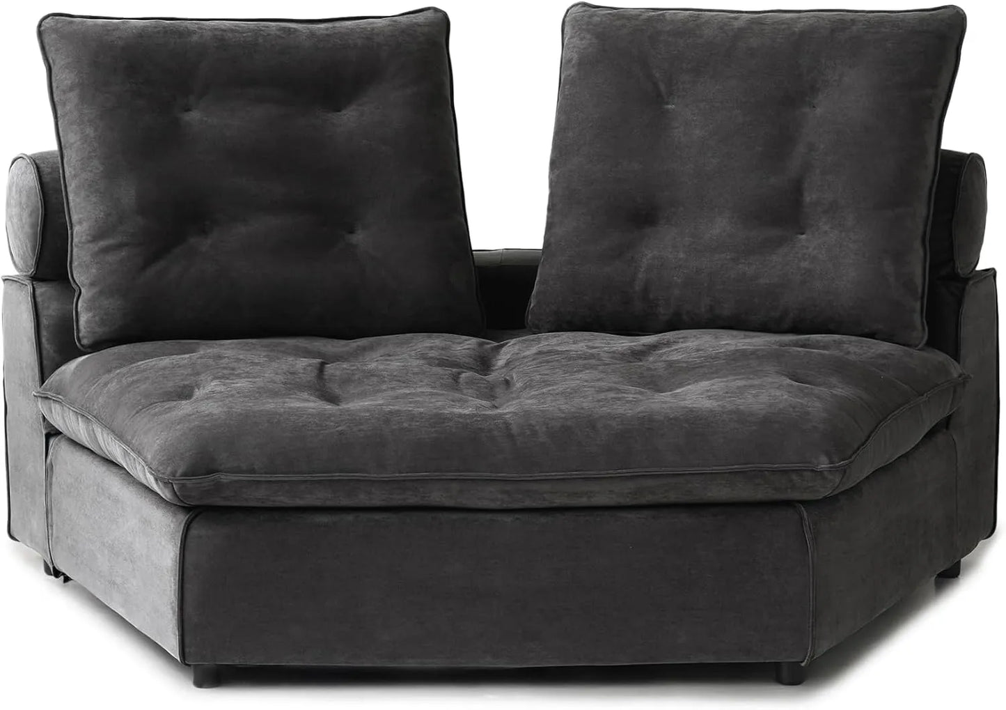 Deluxe Adjustable Cloud Sectional Sofas | Grey Frosted Velvet Loveseats 2-seaters