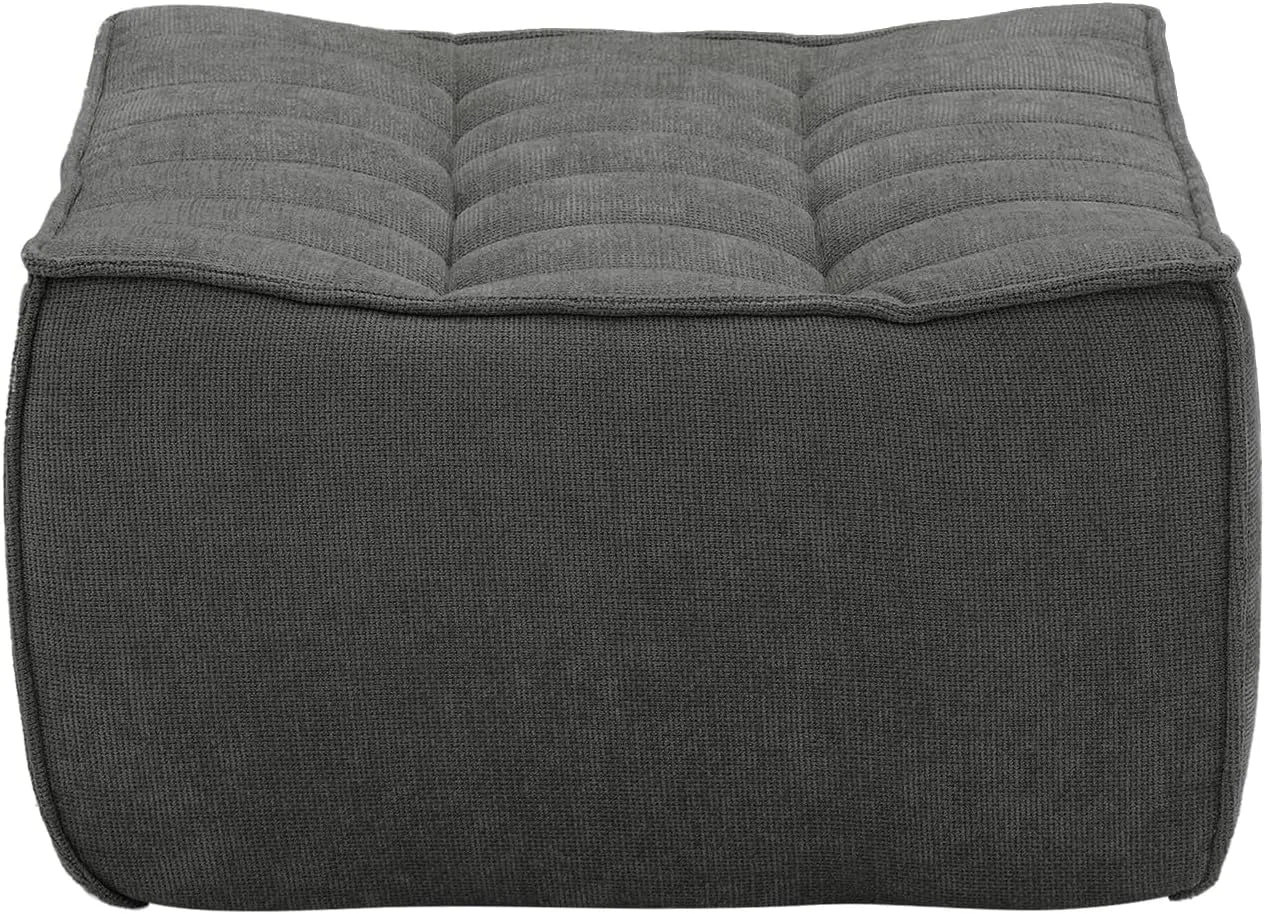 Essential Classic Floor Sofas | Black Chenille and Linen Ottomans
