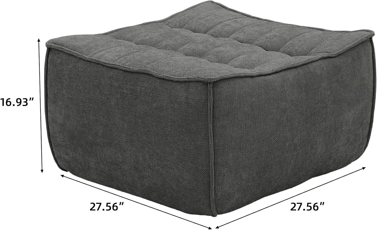Essential Classic Floor Sofas | Black Chenille and Linen Ottomans