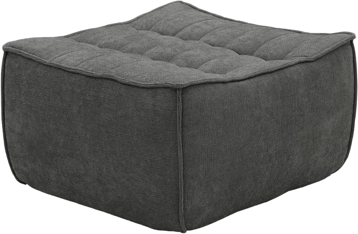 Essential Classic Floor Sofas | Black Chenille and Linen Ottomans
