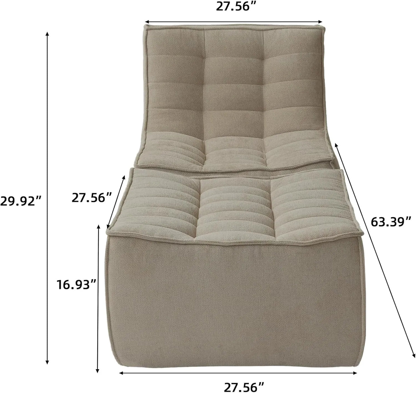 Essential Classic Floor Sofas | Khaki Chenille and Linen Single Seat 1-seater