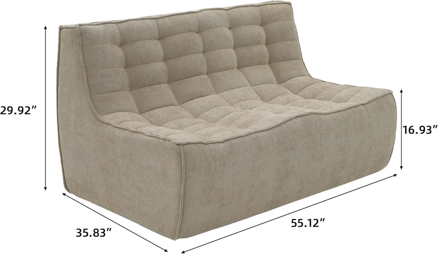 Essential Classic Floor Sofas | Khaki Chenille and Linen Loveseats 2-seaters