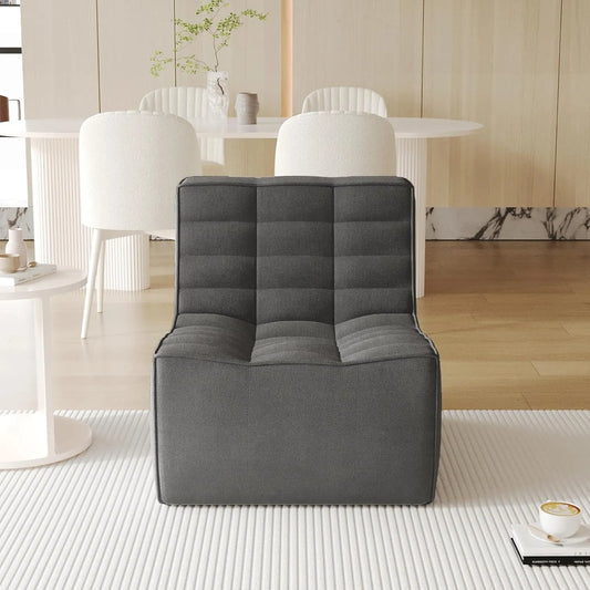 Essential Classic Floor Sofas | 1-Piece Black Chenille and Linen Single Seat 1-seater