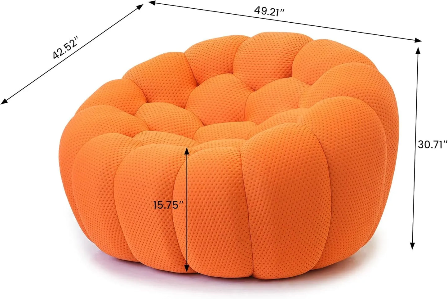 Essential Floor Sofas | 1-Piece Orange 3D Knitted Fabric Single Seat 1-seater