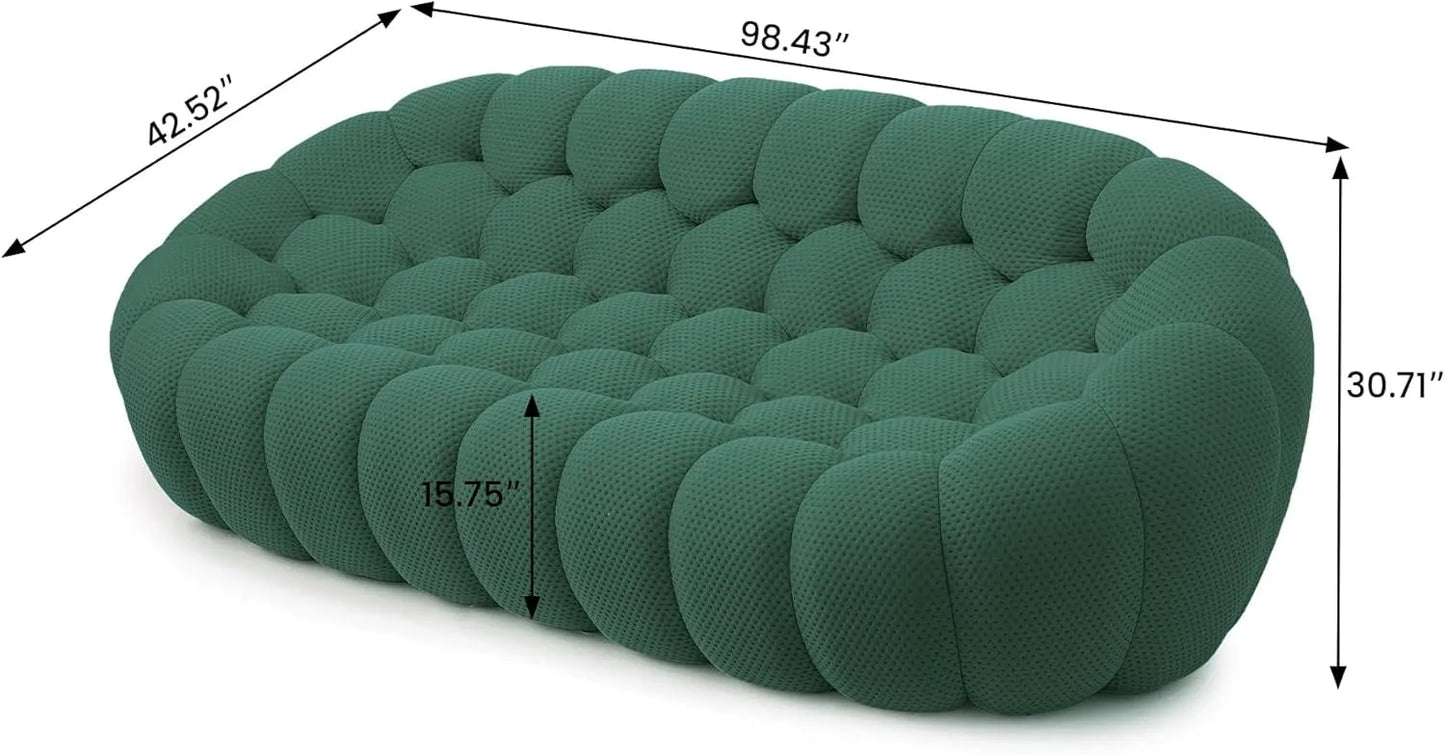 Essential Floor Sofas | Green 3D Knitted Fabric Couch Sectionals 3-seaters