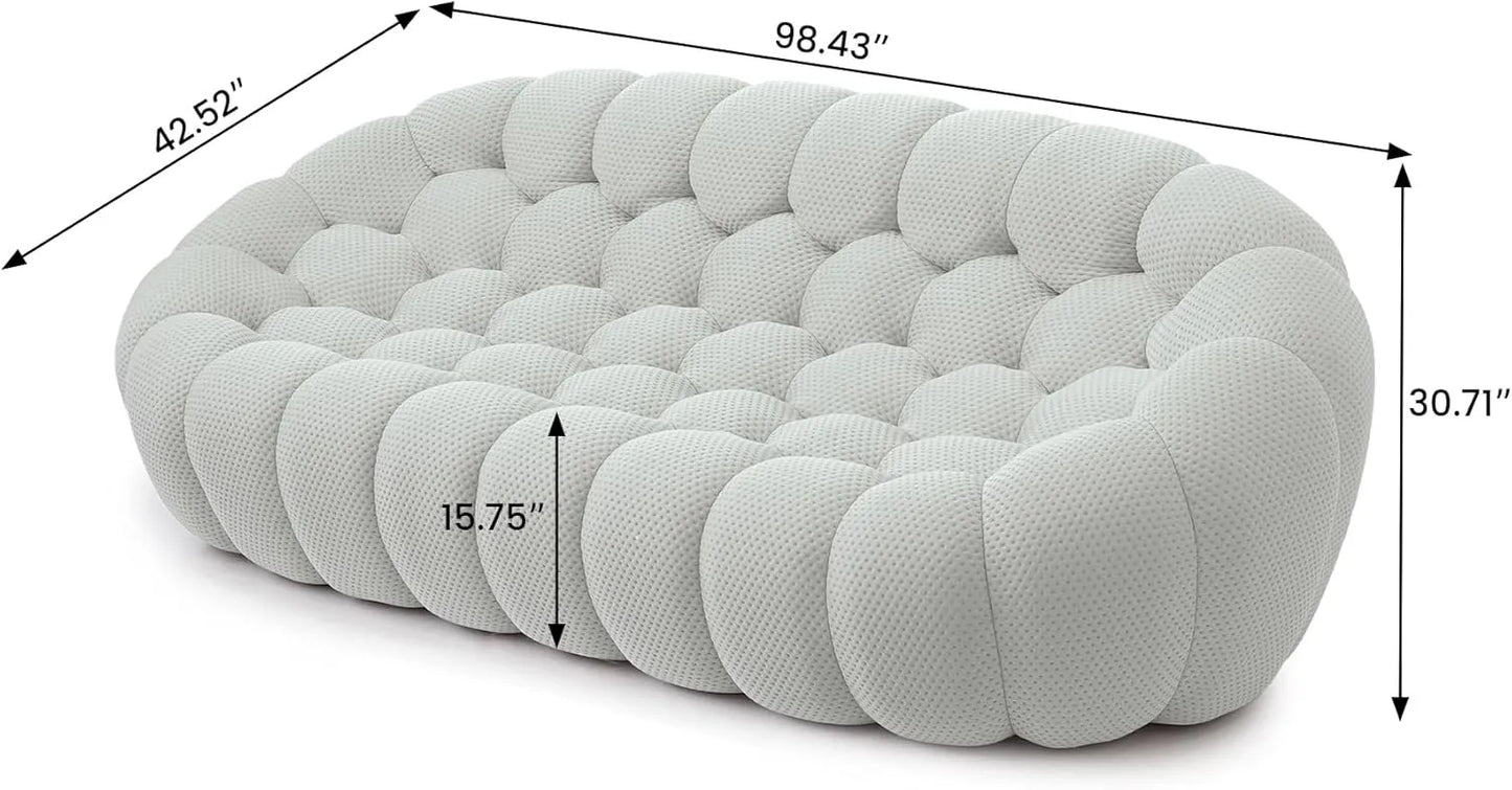 Essential Floor Sofas | 1-Piece Light Grey 3D Knitted Fabric Sofa Sets 3-seaters