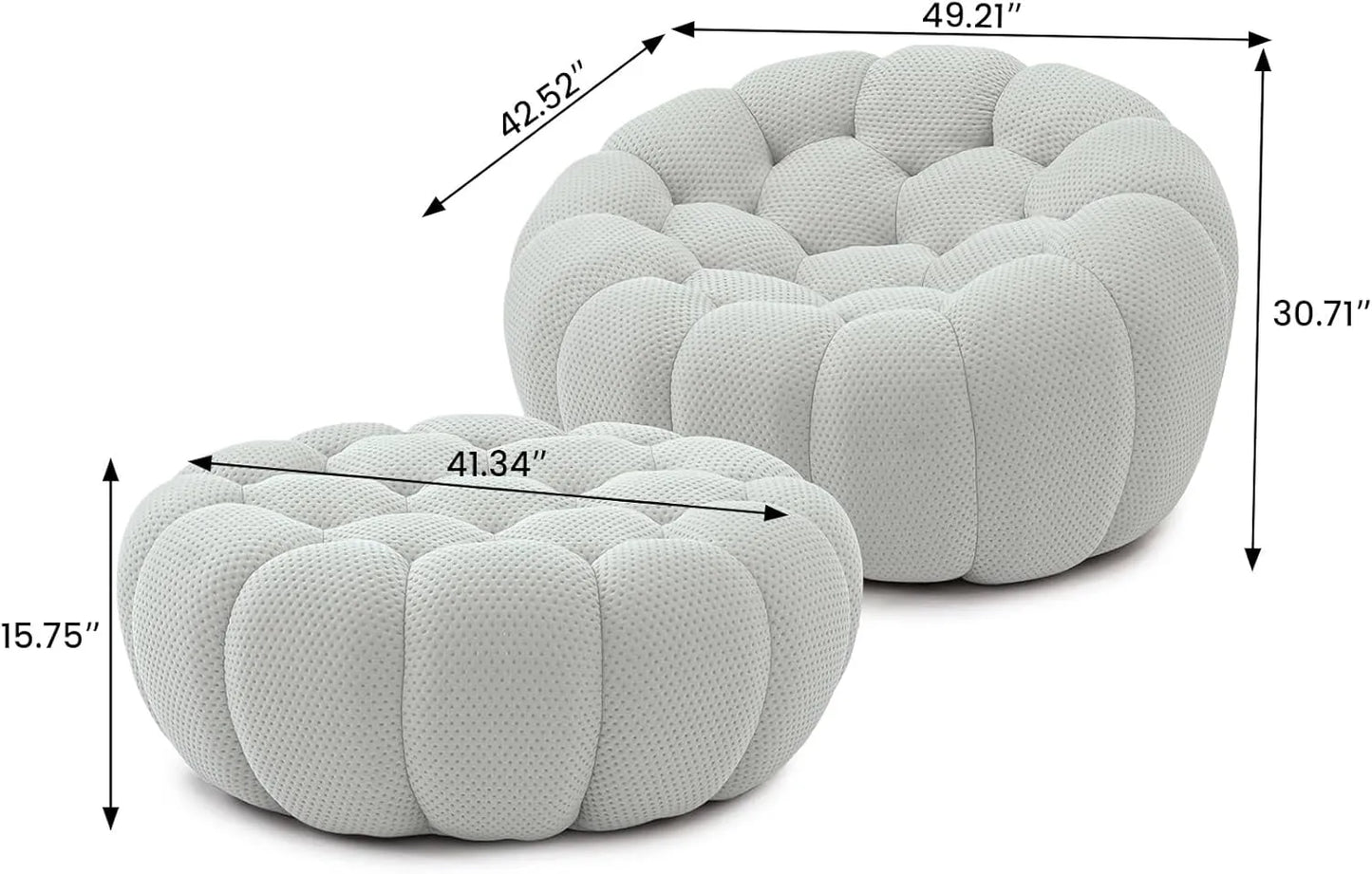 Essential Floor Sofas | 2-Piece Light Grey 3D Knitted Fabric Sofa Sets 1-seater