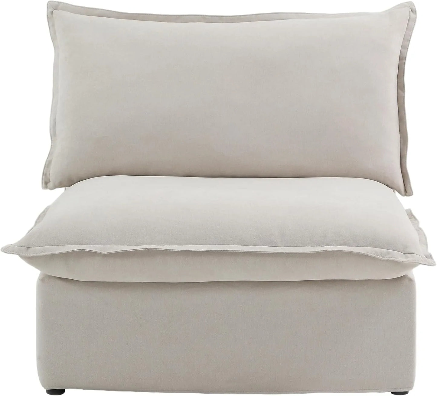 Deluxe Linen Cloud Sectional Sofas | Beige Cotton and Linen Armless Single Sofa 1-seater