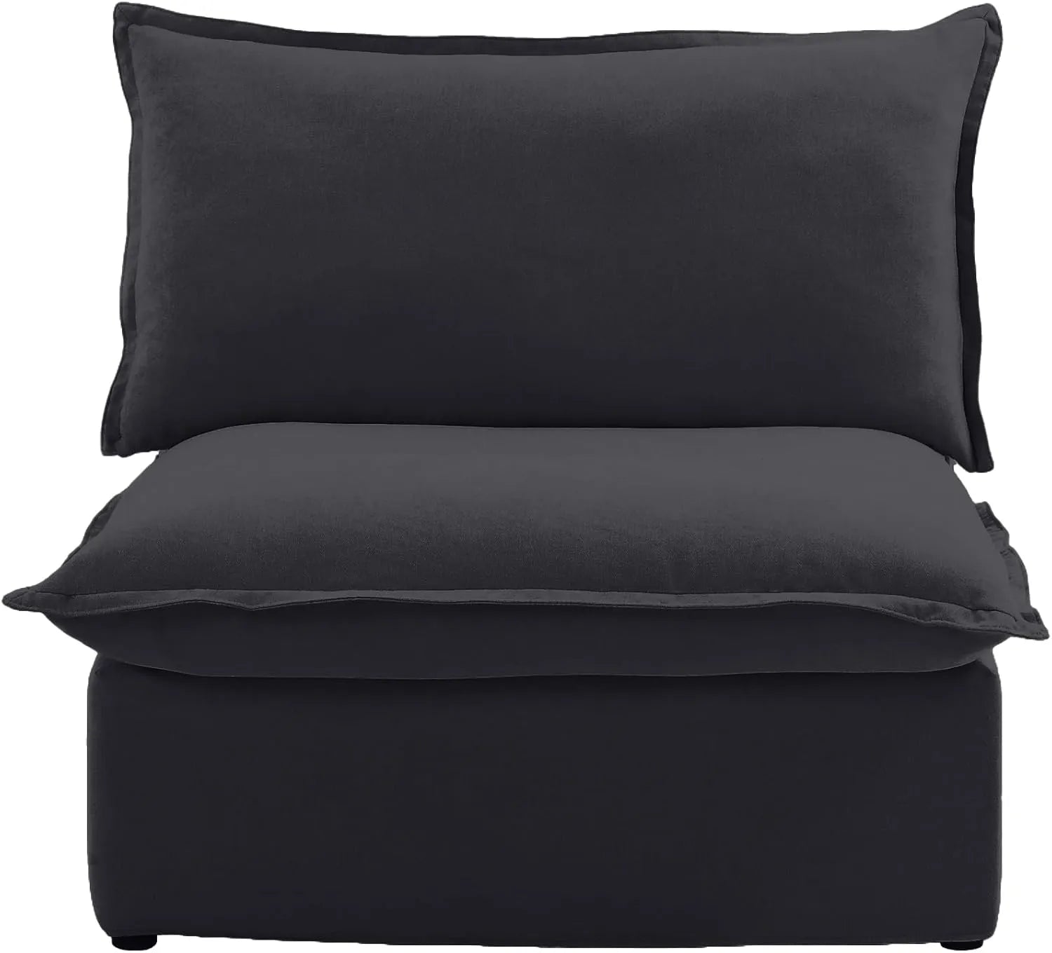 Deluxe Linen Cloud Sectional Sofas | 1-Piece Black Cotton and Linen Armless Single Sofa 1-seater
