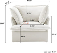 Deluxe Linen Cloud Sectional Sofas | 1-Piece White Cotton and Linen Single Seat 1-seater