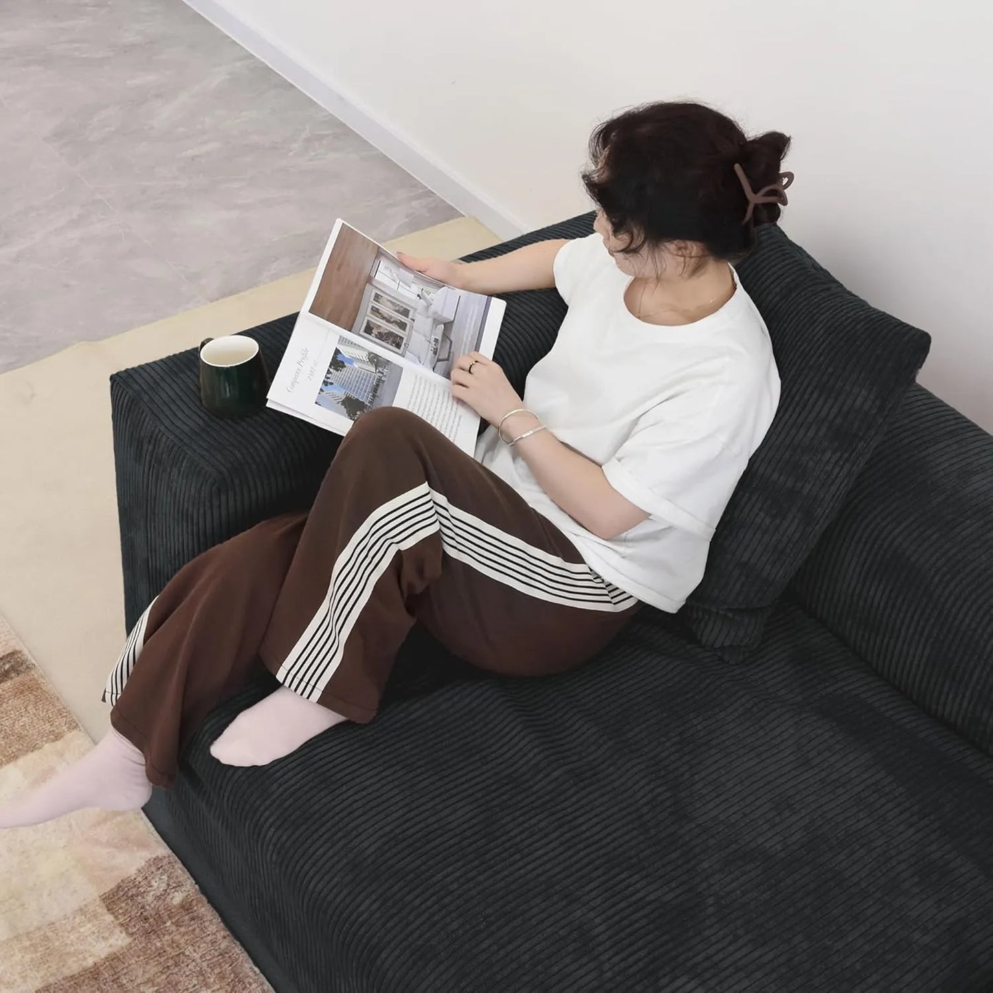 Matrix Modern Modular Sofas | Black Corduroy Couch Sectionals 4-seaters