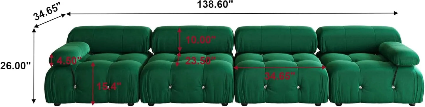 Matrix Minimalist Modular Sofas | Green Velvet Couch Sectionals 4-seaters