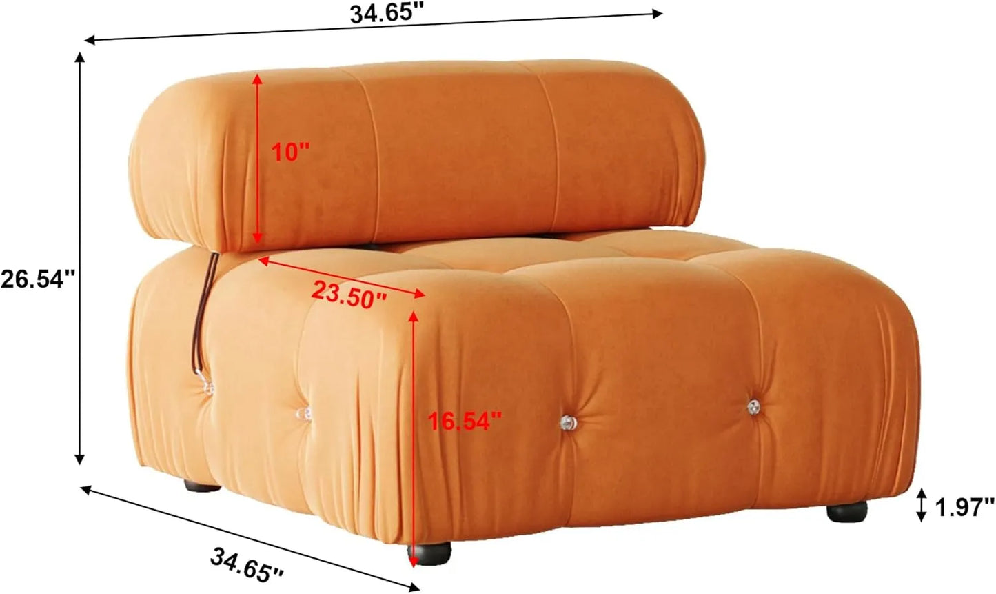 Matrix Minimalist Modular Sofas | Orange Velvet Armless Single Sofa 1-seater