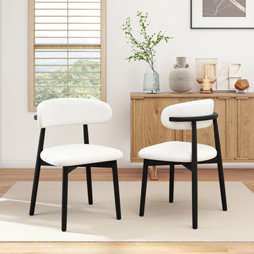 Arctic Curved Back Dining Chair | White Bouclé Set of 2